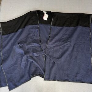 Just Jamie Wrap Shawl Poncho Navy Black Fringe Trim One Size Nordstrom Rack NWT